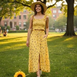 No Boundaries Sunny Floral Maxi Skirt set